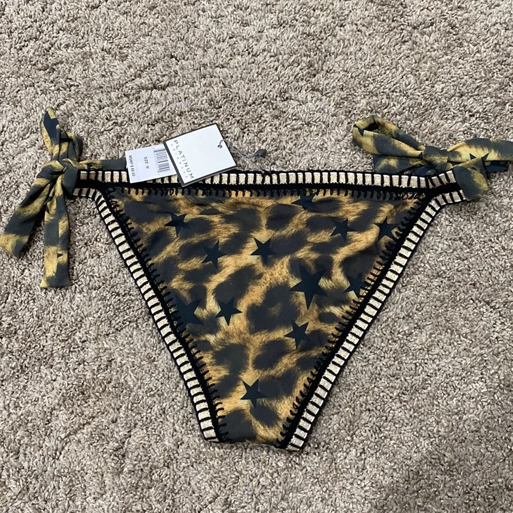 PQ Swim Platinum Swimwear Black with Gold jungle Crochet Trim Bikini Set - Picture 6 of 6